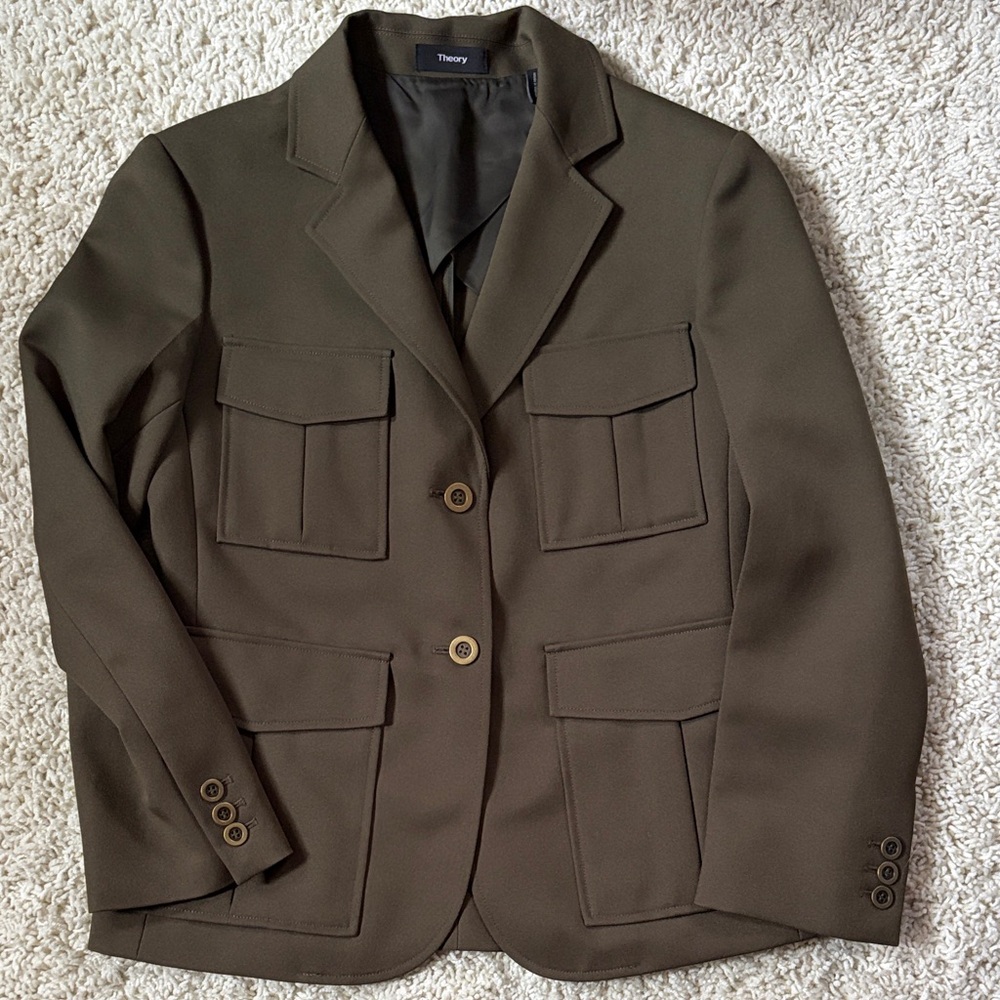 NewTheory Women's Utility Jacket Blazer Green Brown 4 (never worn - no tags)